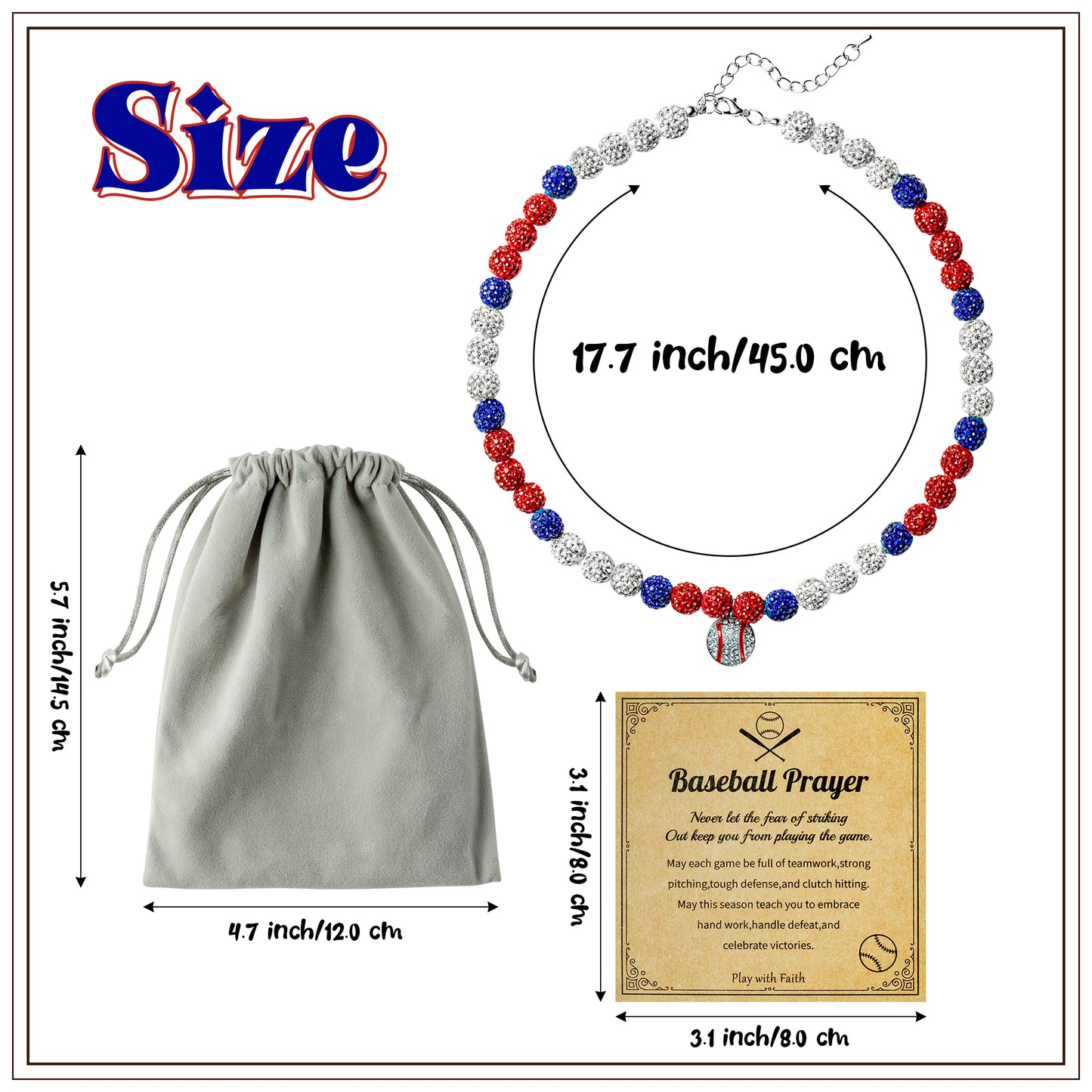 Y1tvei Baseball Necklaces for Boys - Bling Baseball Pendant Necklace Glitter Rhinestone Beads Chain Baseball Necklace Ice Collection Disco Ball Sports Necklace Gifts for Boys Men Baseball Lovers(Red)