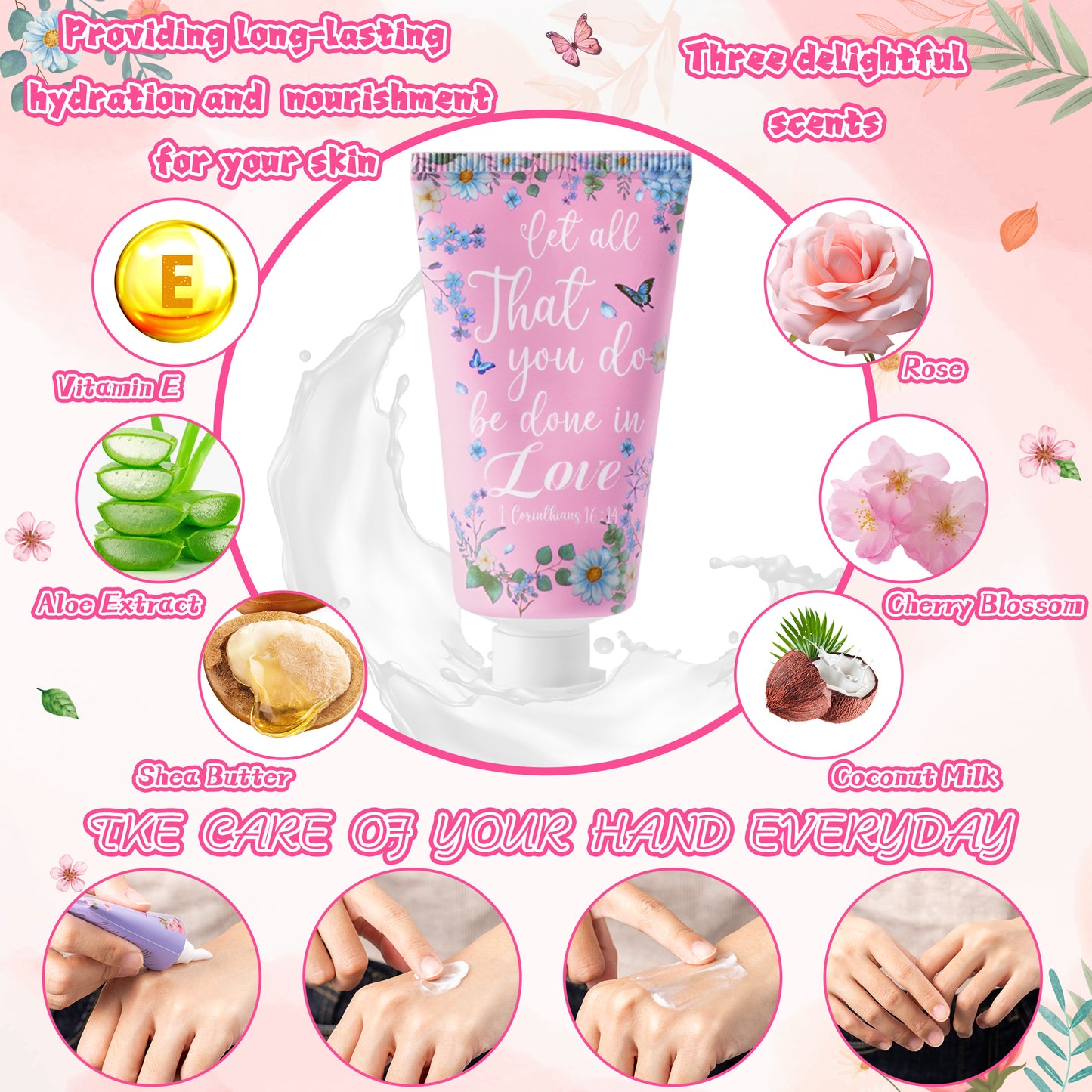 Y1tvei Christian Hand Cream Bulk Christmas Gifts for Women, 30ml Bible Verse Hand Lotion Scripture Travel Hand Lotion Gift Set for Mom Grandma Baby Shower Bridal Shower Favors (12 Sets, Verse Style)