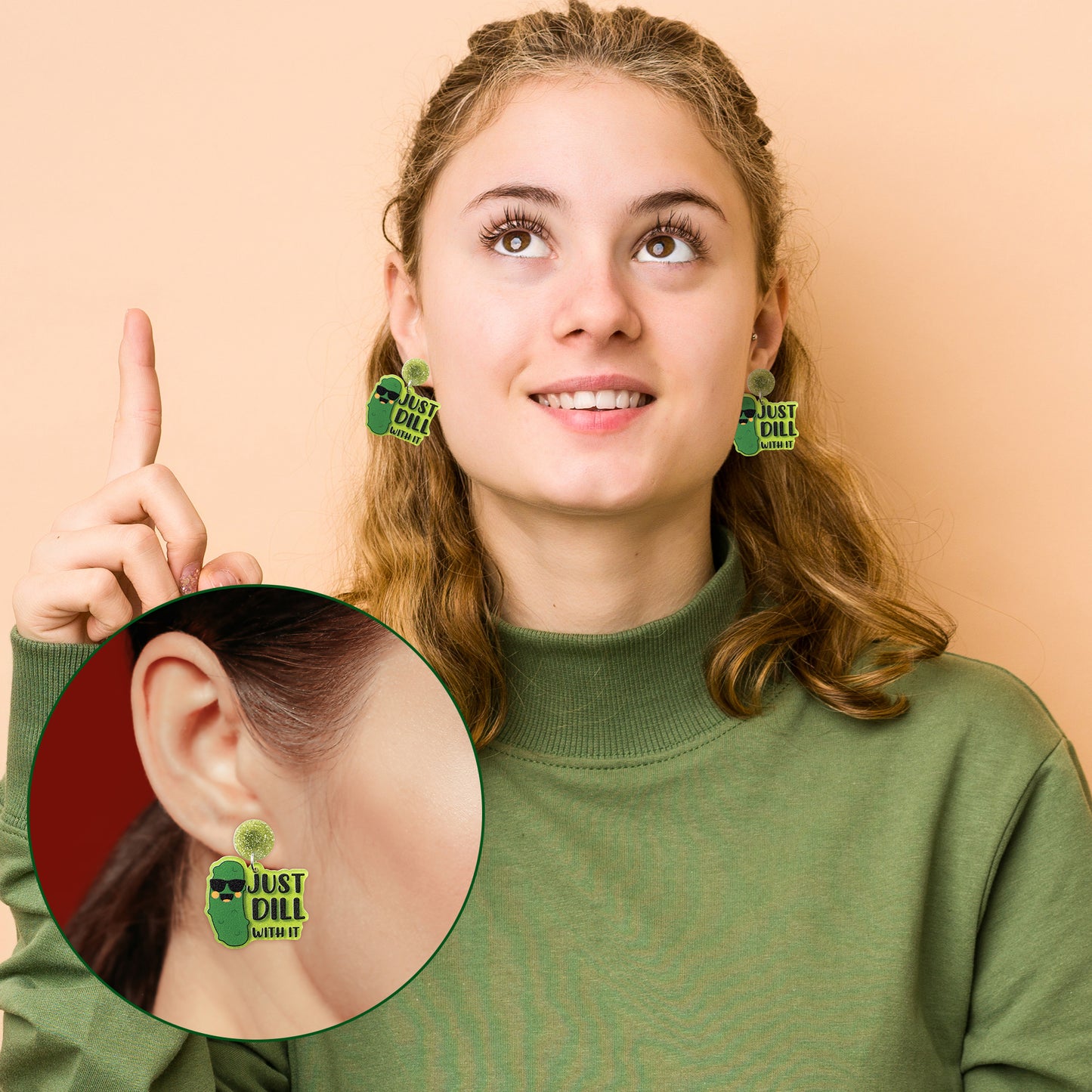 Y1tvei Christmas Earrings for Women - 9Pairs Just Dill with It Pickle Sparkly Glitter Drop Dangle Earring Funny Pickle Jar Cucumber Acrylic Earrings Cute Christmas Pickle Gifts for Women Pickle Lovers