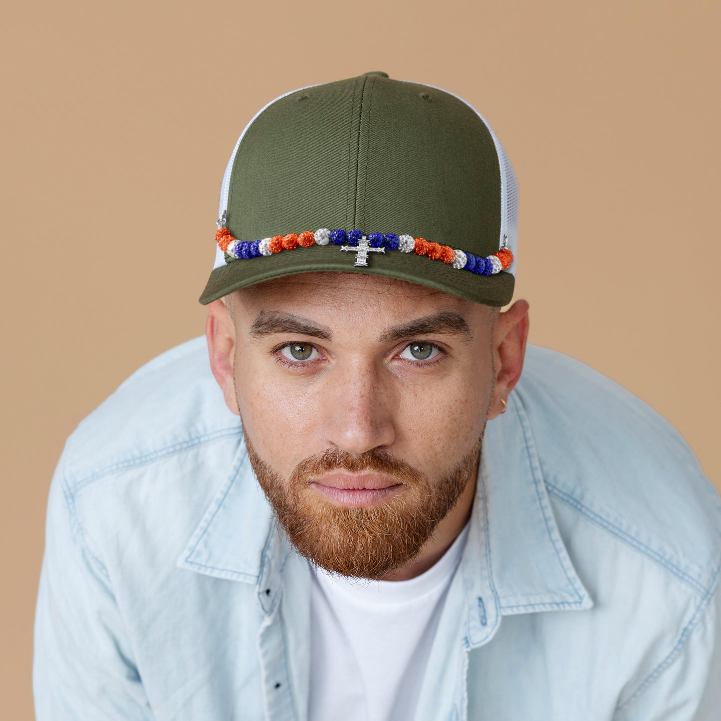 Y1tvei Baseball Trucker Hat Chain - Bling Baseball Clay RhinestoneBead Cross Trucker Hat Chains Bill Decoration, DIY Mesh Baseball Cap Jewelry Accessories Charms Gift for Women Men Baseball Lover