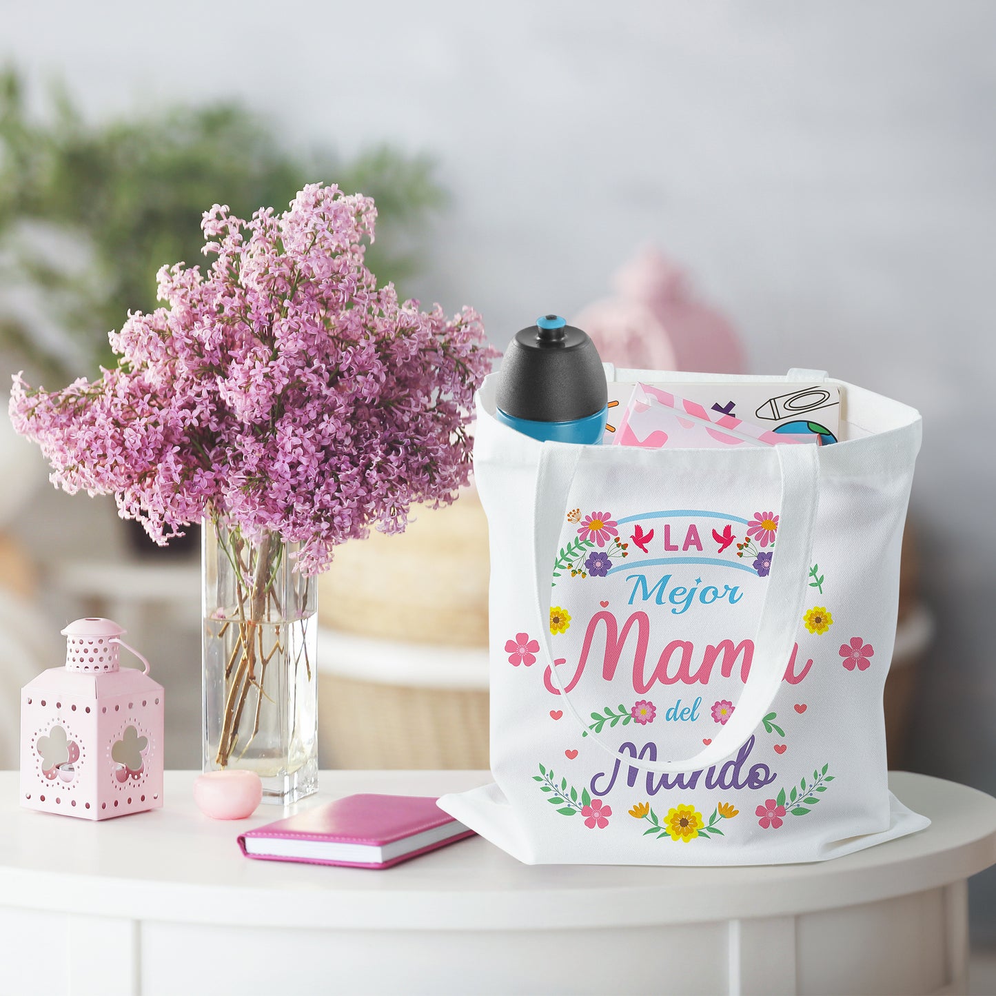 Y1tvei Mama Spanish Tote Bag - 2Pcs La Mejor Mama Del Mundo Canvas Tote Makeup Bag, Foldable Reusable Grocery Shopping Best Mother Ever Tote Bag, Gracias Mama Regalo Mothers Day Gifts for Mom Women