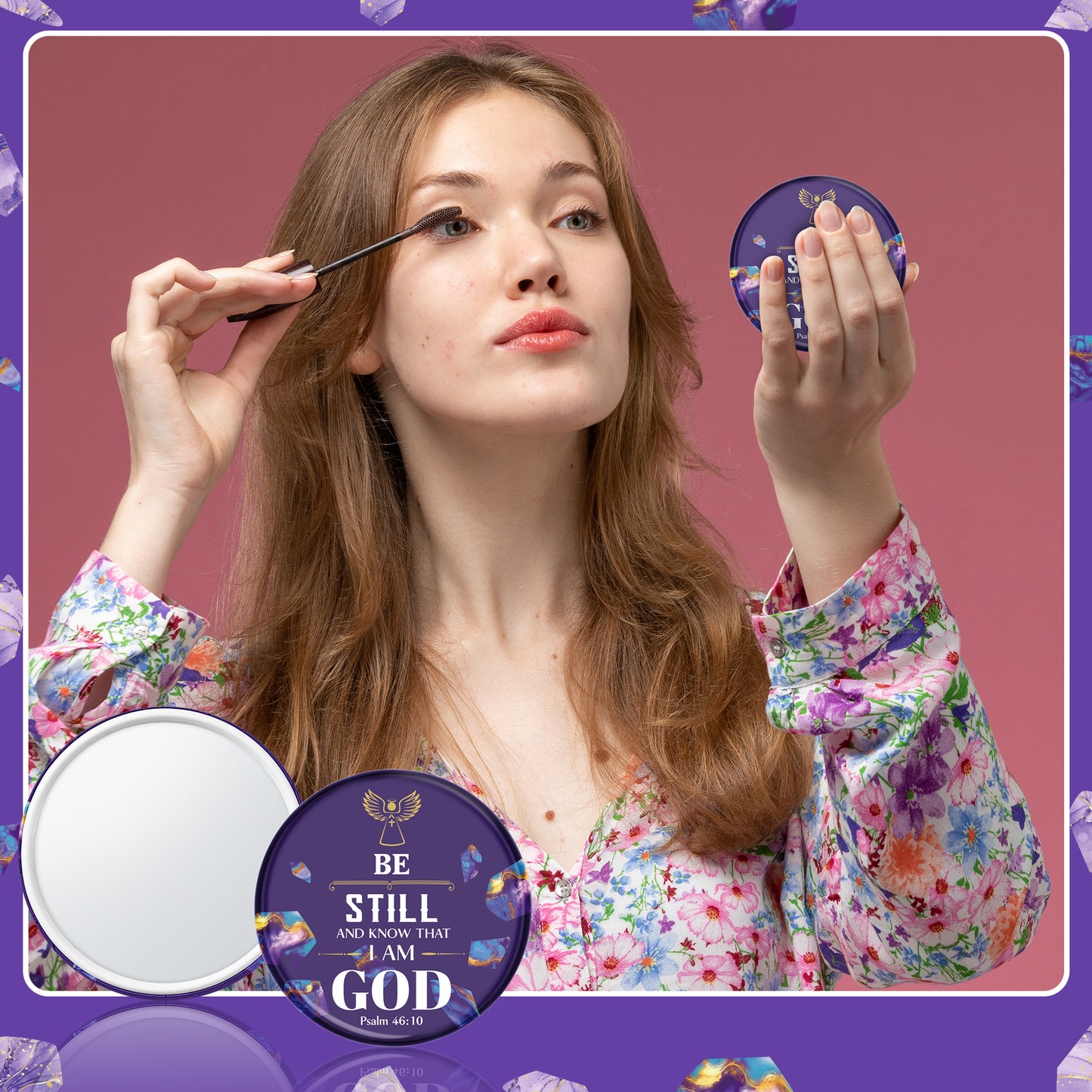 Y1tvei Christian Gifts Bulk Mirror - 36Pcs Marble Pattern Bible Verse Mini Compact Mirrors Inspirational Small Portable Pocket Makeup Mirror for Purse Church Party Favors Scripture Gifts for Women
