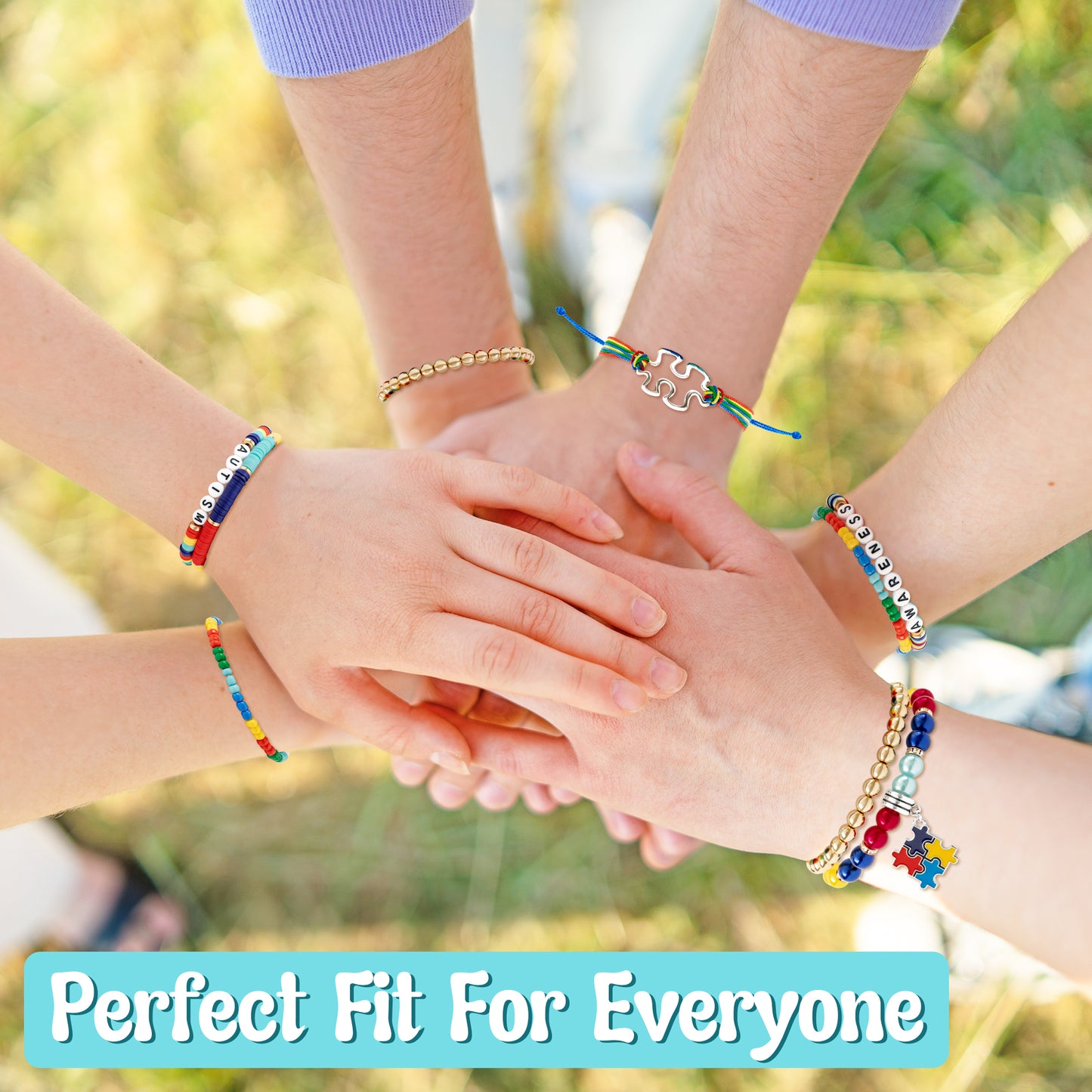 Y1tvei Autism Awareness Clay Bead Bracelets - 7Pcs Autism Awareness Colorful Clay Bead Surfer Bracelet Autism Puzzle Piece Bracelet String Layering Stackable Stretch Bracelet Autism Gift for Women Kid