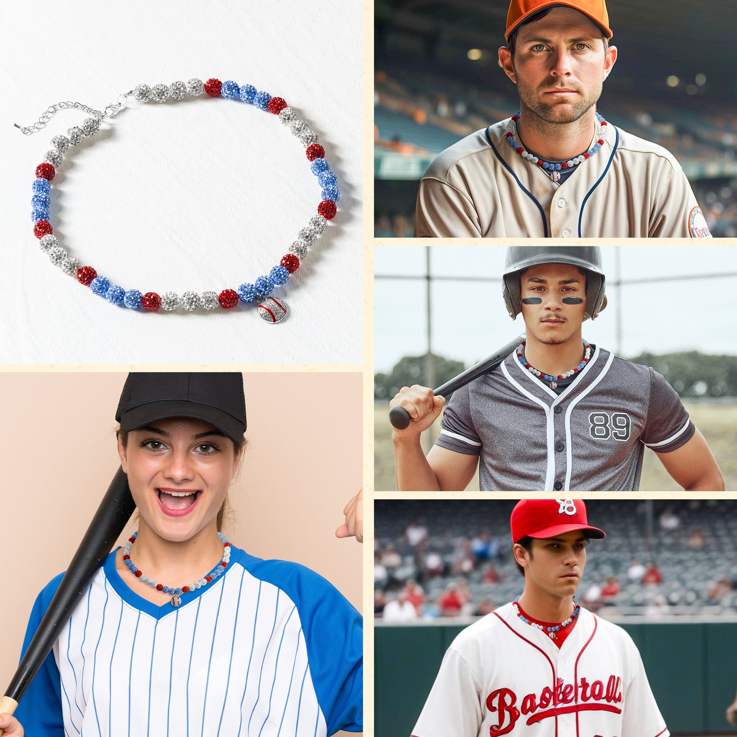 Y1tvei Baseball Necklaces for Boys - Bling Baseball Pendant Necklace Glitter Rhinestone Beads Chain Baseball Necklace Ice Collection Disco Ball Sports Necklace Gifts for Boys Men Baseball Lovers(Blue)
