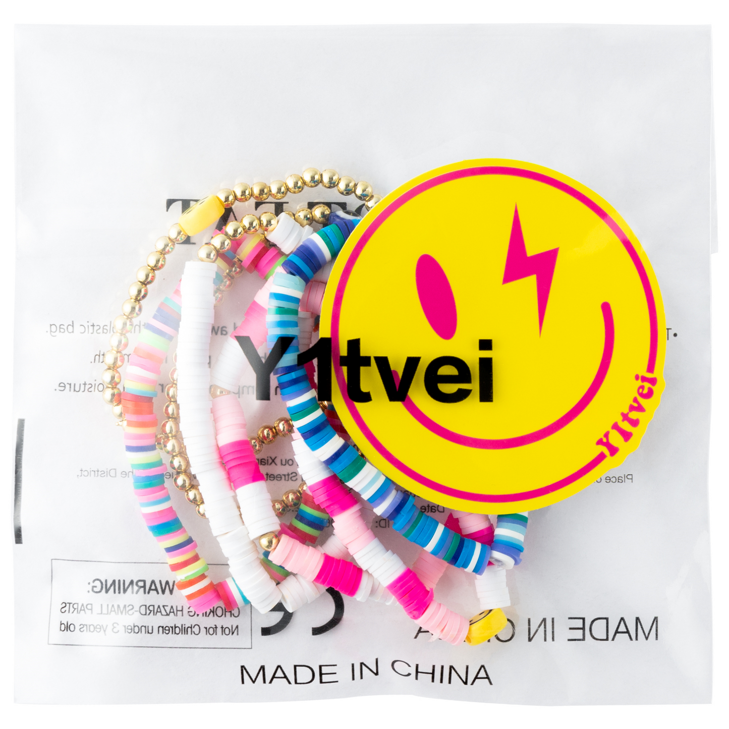 Y1tvei 7Pcs Heishi Surfer Bracelets Set Colorful Preppy Happy Smile Evil Eye Beaded Stretch Bracelets Clay Stackable Boho Disc Bracelets Y2K Kidcore Aesthetic Summer Beach Jewelry for Women Girls