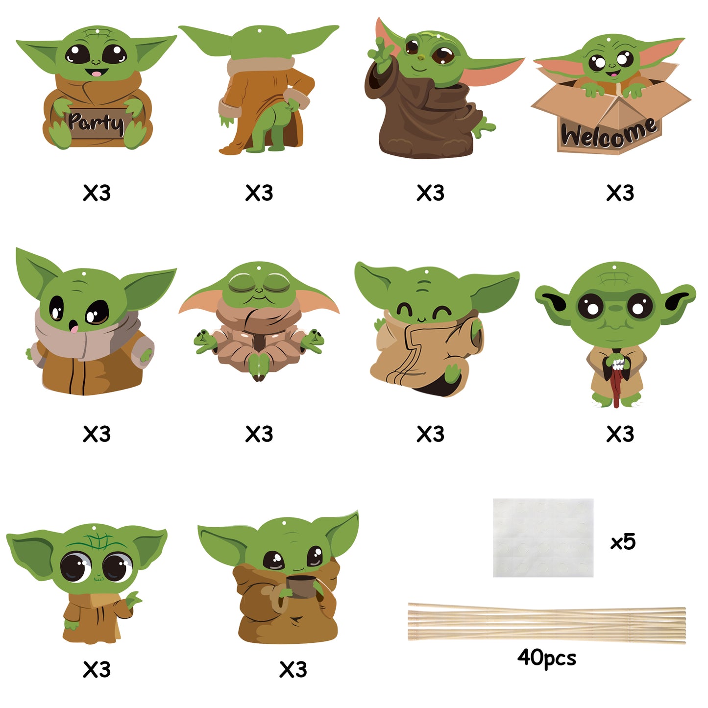 Y1tvei 80Pack Galaxy Wars baby Party Decorations Centerpiece Sticks Table Toppers and Stickers Cupcake Toppers Photo Booth Props for Kids Space Galaxy Wars Child Alien Themed Party Favors Supplies