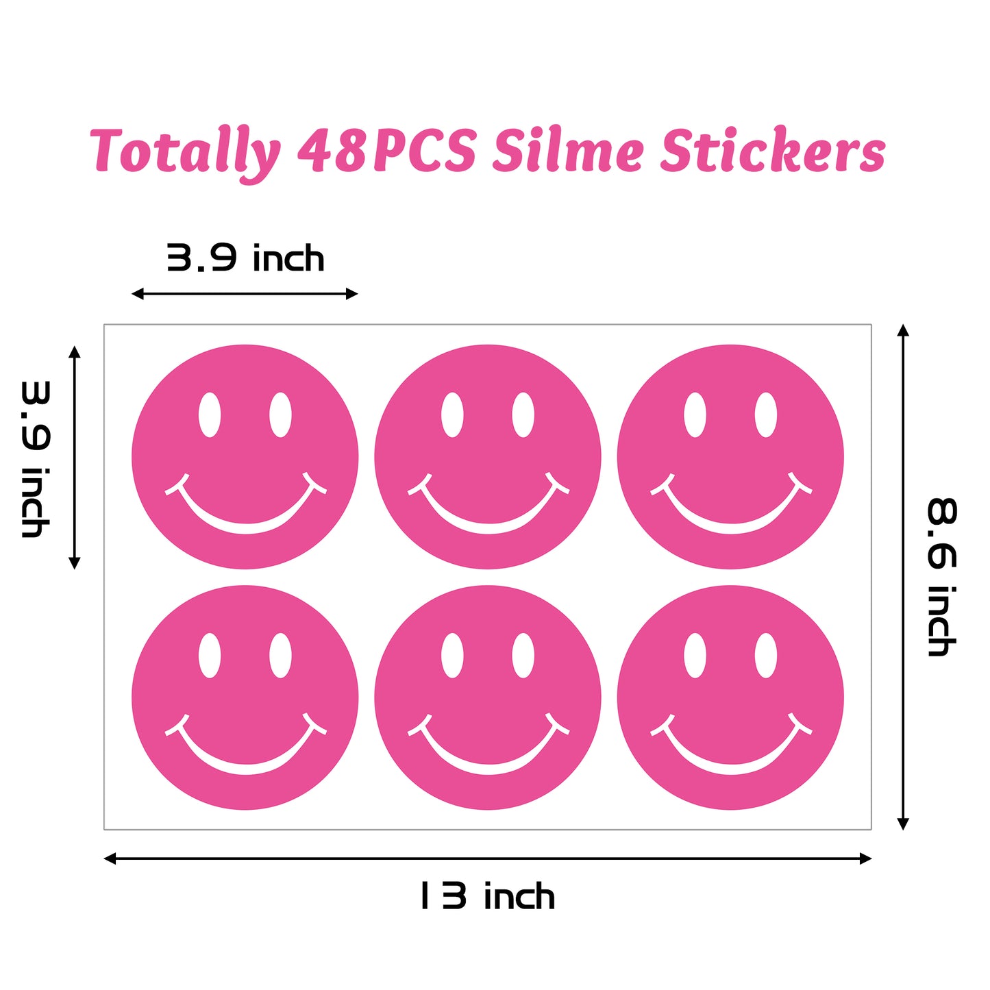 Y1tvei 48 Pcs Smile Happy Wall Decal Preppy Pink Room Aesthetic Art Decor Vinyl Peel and Stick Wall Stickers Murals Decal for Students Girls Kids Pink Dorm Y1-Face Sticker 48Pcs